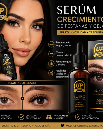 Serum UP pestañas y Cejas Más Largas y Fuertes ✨ Obtén un milagro natural sin extensiones costosas